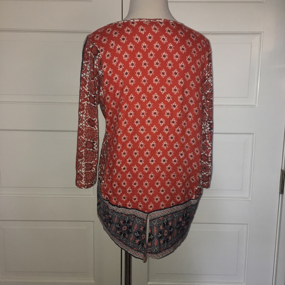Lucky Brand Border Print Top S Red - Picture 4 of 8